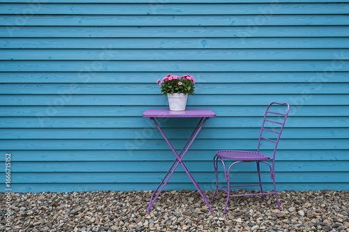 A small square purple metal...