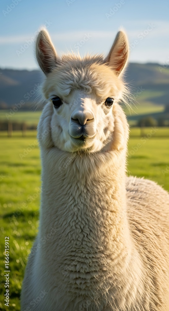 Obraz premium White Alpaca in Field