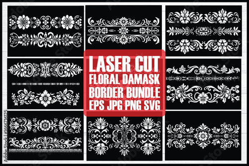  Laser Cut Floral Damask Border Bundle