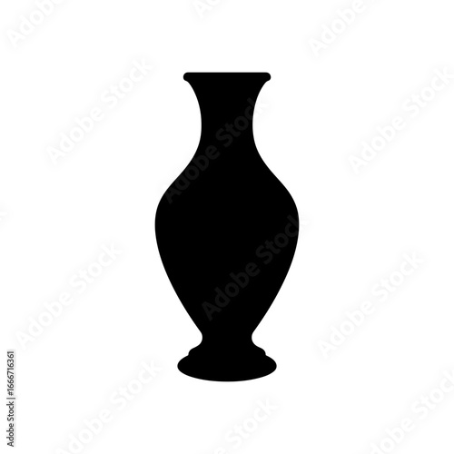 Flower vase silhouette vector flat design.