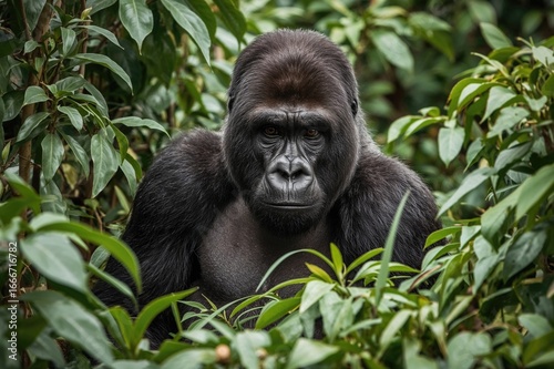 A mature male gorilla in a ...