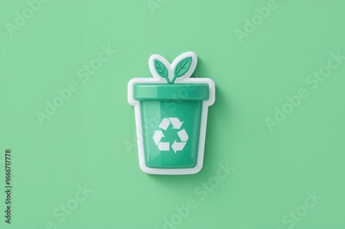 Colorful 3D trash can symbo...
