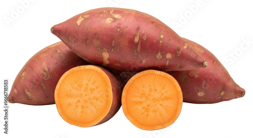 Fotografía Isolated Sweet Potatoes with Cut Halves