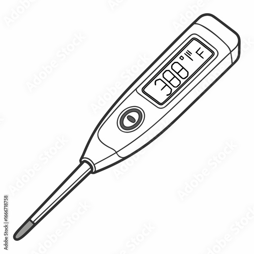Close up of a digital medical thermometer displaying a high temperature of 38 8 degrees fahrenheit