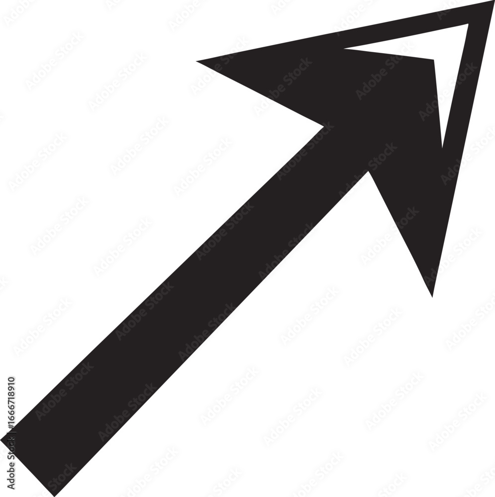 Black Arrow with White Inner Triangle Pointing Up Right Black Arrow with White Inner Triangle Pointing Up Right