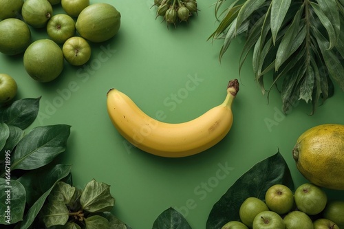 A green, immature banana ag...