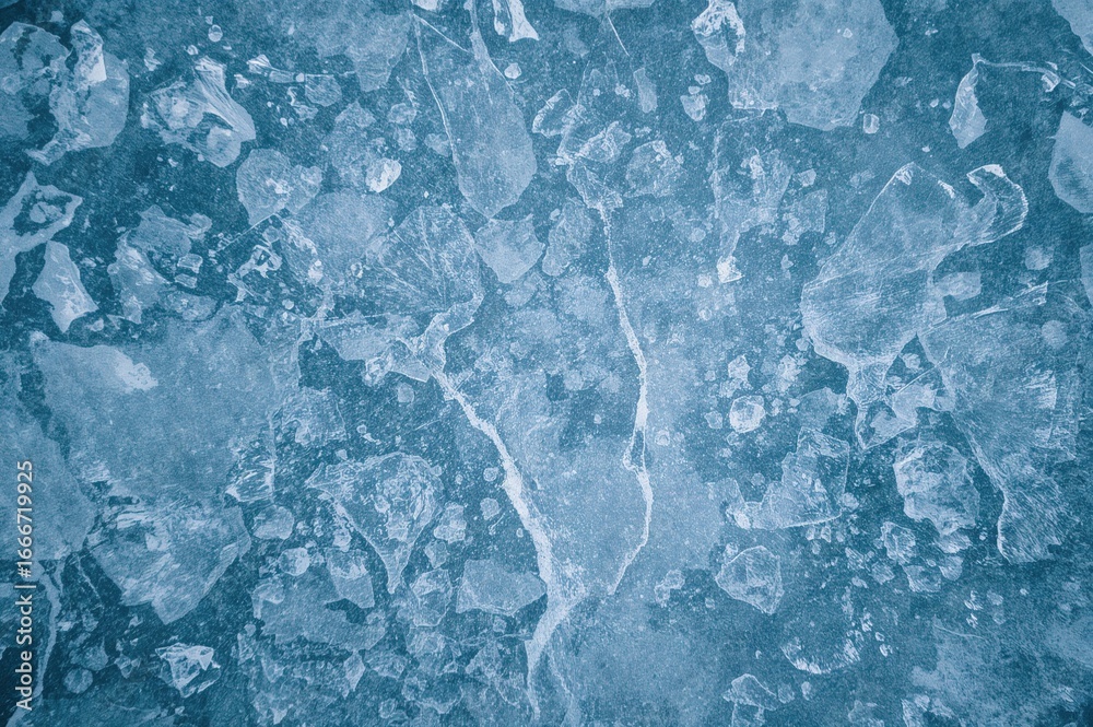 Fototapeta premium Frosty geometric design on cold windowpane