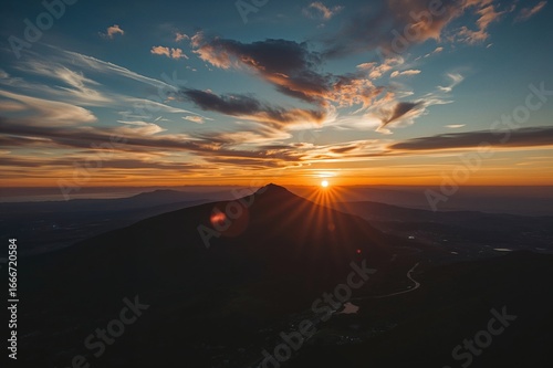 Sunset aerial perspective o...