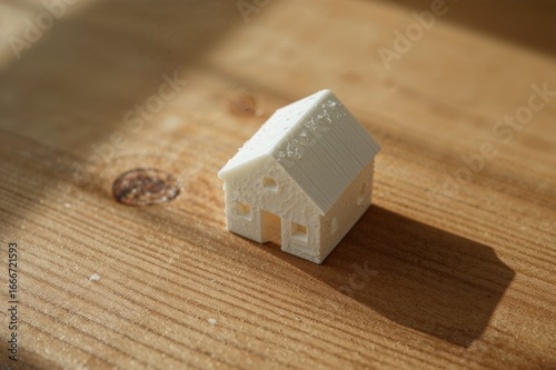 A tiny white model of a hou...