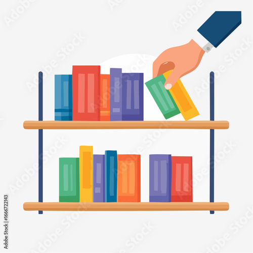 Colorful Books On Wooden Bookshelf