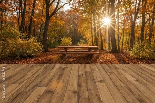 A wooden surface illuminate...