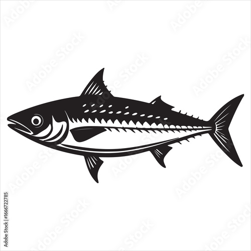 A Sleek Portrait of a Fresh Mackerel, a Healthy and Oily Fish with Unique Dark Stripes and a Delicious, Rich Flavor