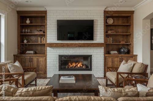 A cozy living room featurin...