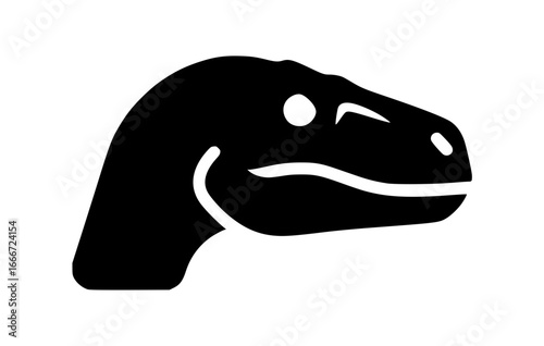 A stylized black silhouette of a raptor head, conveying a sense of primal power and prehistoric mystery.