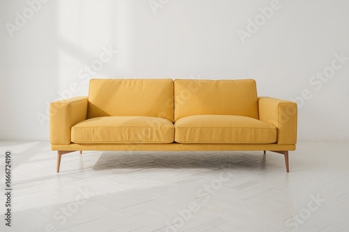 Modern yellow sofa on white...