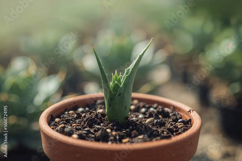 Aloe Vera seedling emerging...