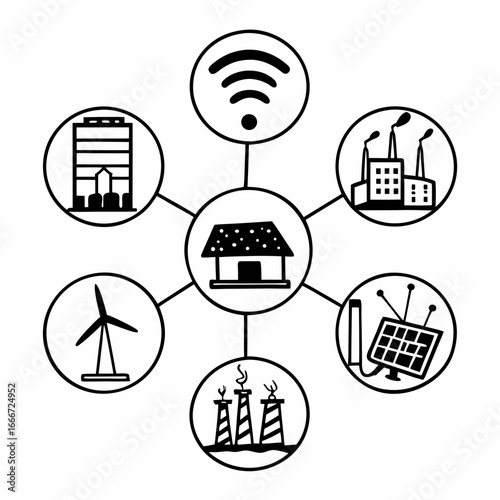 Smart home connected to energy grid and city infrastructure