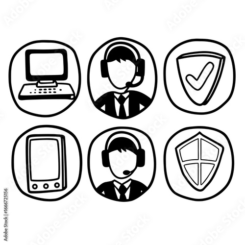Set of support and service icons