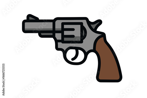 Vector Illustration of Grey Revolver