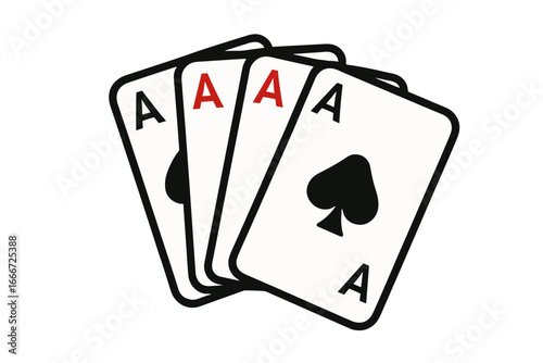 Vector Illustration of Poker Hand with Four Aces