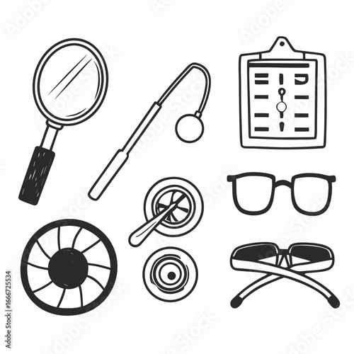Collection of ophthalmology and optometry related icons