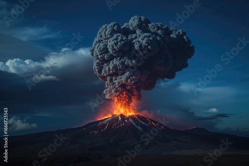 A fiery volcanic blast send...