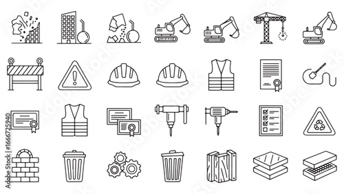 Demolition and construction icon set