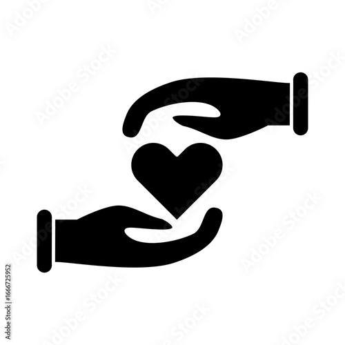 Two hands exchanging a heart symbolizing charity, giving, and donation. Hand Exchange Heart Charity Icon
