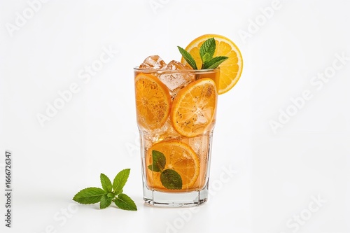 A chilled tea served with v...