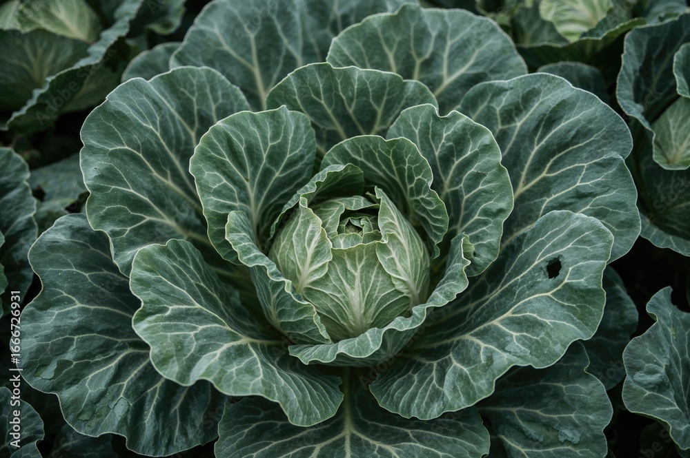 Fototapeta premium Fresh green Brassica rapa pekinensis leaves in an organic vegetable garden close-up