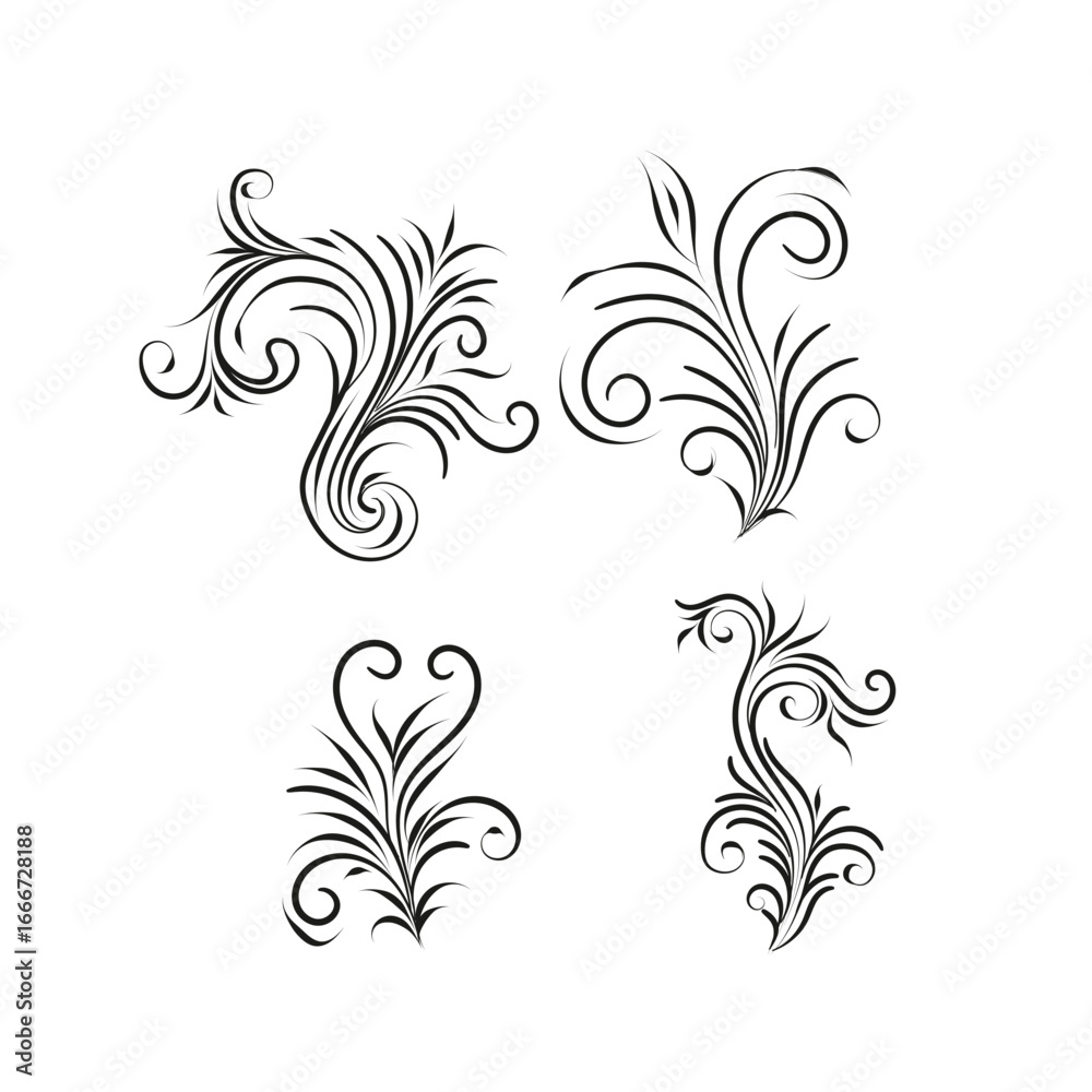 Fototapeta premium Decorative floral vector ornament on white background