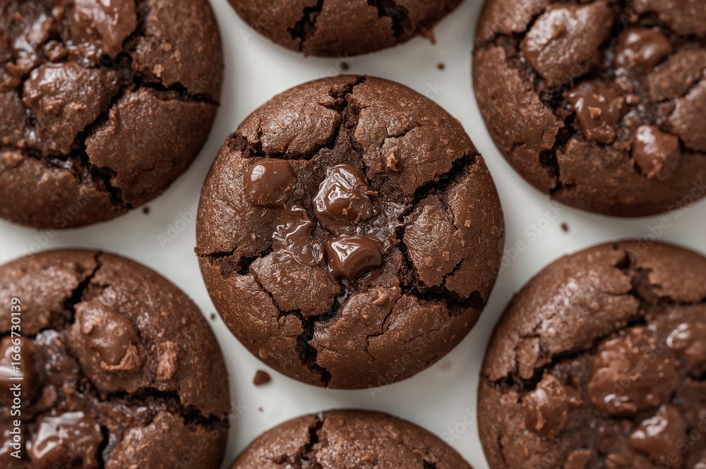 Fototapeta premium Close-up top view of scrumptious chocolate brownie cookies