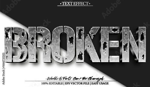 Shattered Cracked Damaged Ruined Broken Text Effect Editable Alphabet