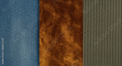 Wallpaper Mural Denim, Velvet, and Corduroy Texture Triptych Torontodigital.ca