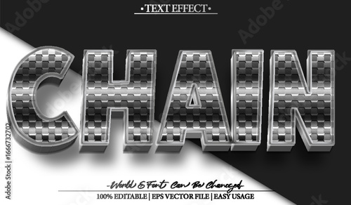 Strong Metal Chain Linked Connection Text Effect Editable Alphabet