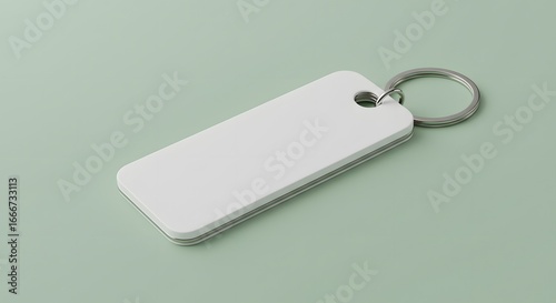 Blank White Keychain Mockup on Pastel Green Background