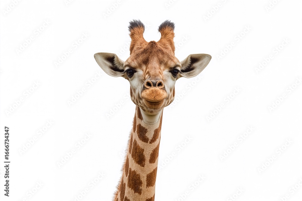 Obraz premium Adorable animal. Smiling long-neck on a plain backdrop.