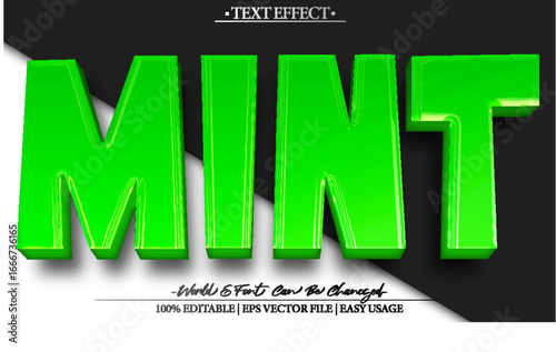 Fresh Mint Herb Green Natural Text Effect Editable Alphabet