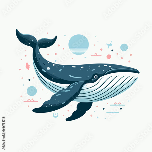 whale illustration vector 