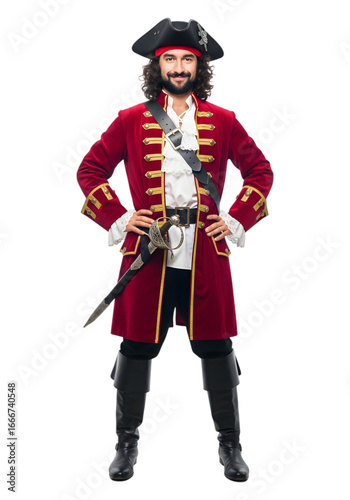 Wallpaper Mural Full body professional pirate costume portrayal with detailed red coat and accessories transparent background Torontodigital.ca
