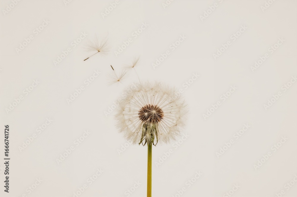 Fototapeta premium Isolated dandelion seeds drifting in the air