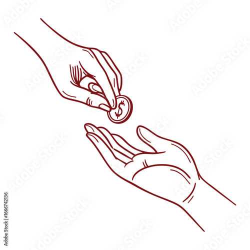 Print Line Art Drawing of a Charitable Donation for a Fundraising Campaign