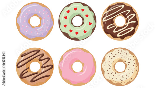 yummy sugar glazed donuts vector art