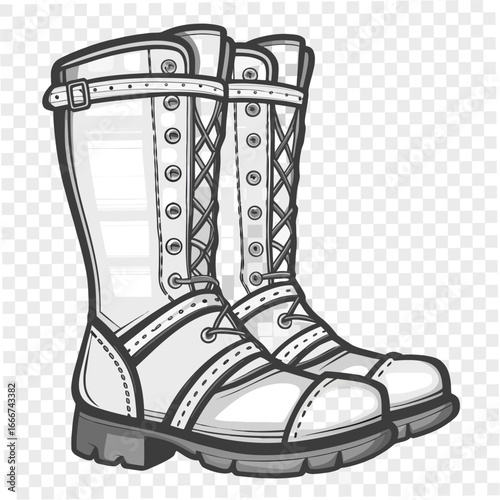 Edgy high-top lace-up boots with buckle detail, perfect for fashion and urban style statements