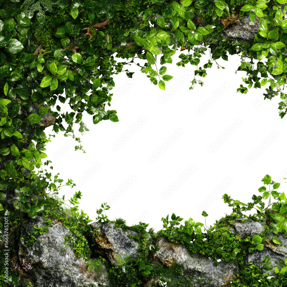 Fototapeta premium Lush greenery framing a dark hole