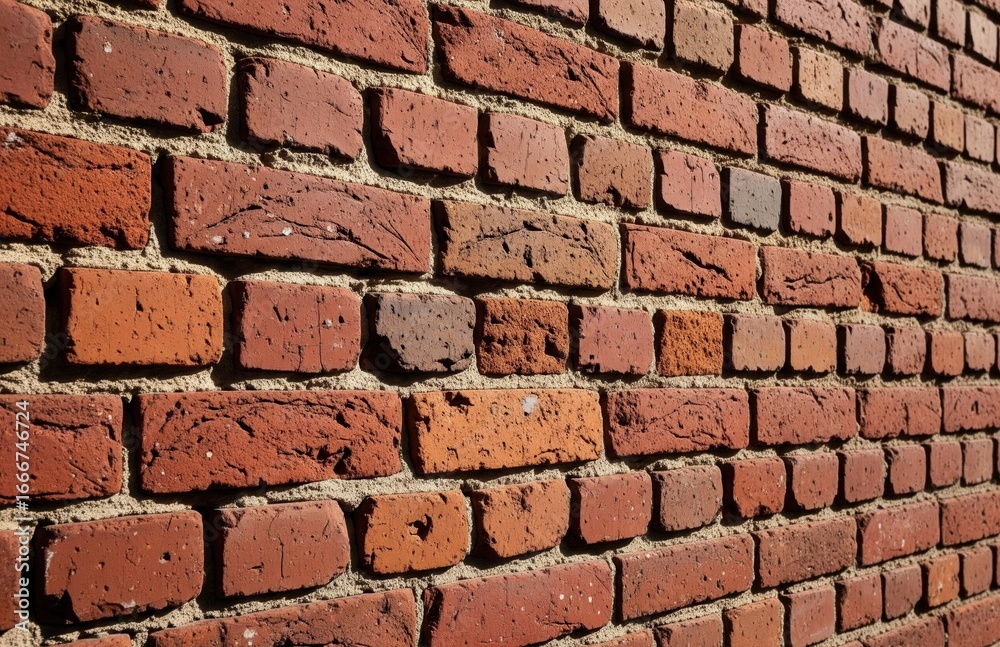 Fototapeta premium Red Brick Wall with Mortar Lines