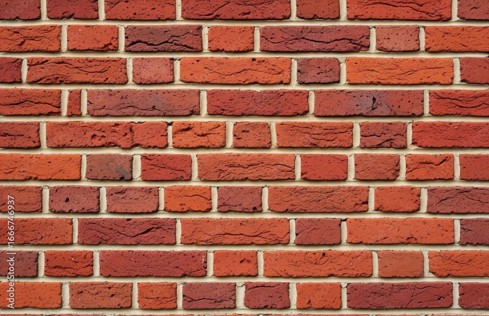 Fototapeta premium Red Brick Wall with Mortar Lines