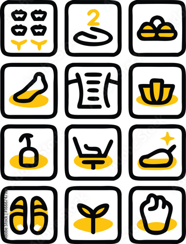Collection of Spa and Wellness Icons in Yellow and Black