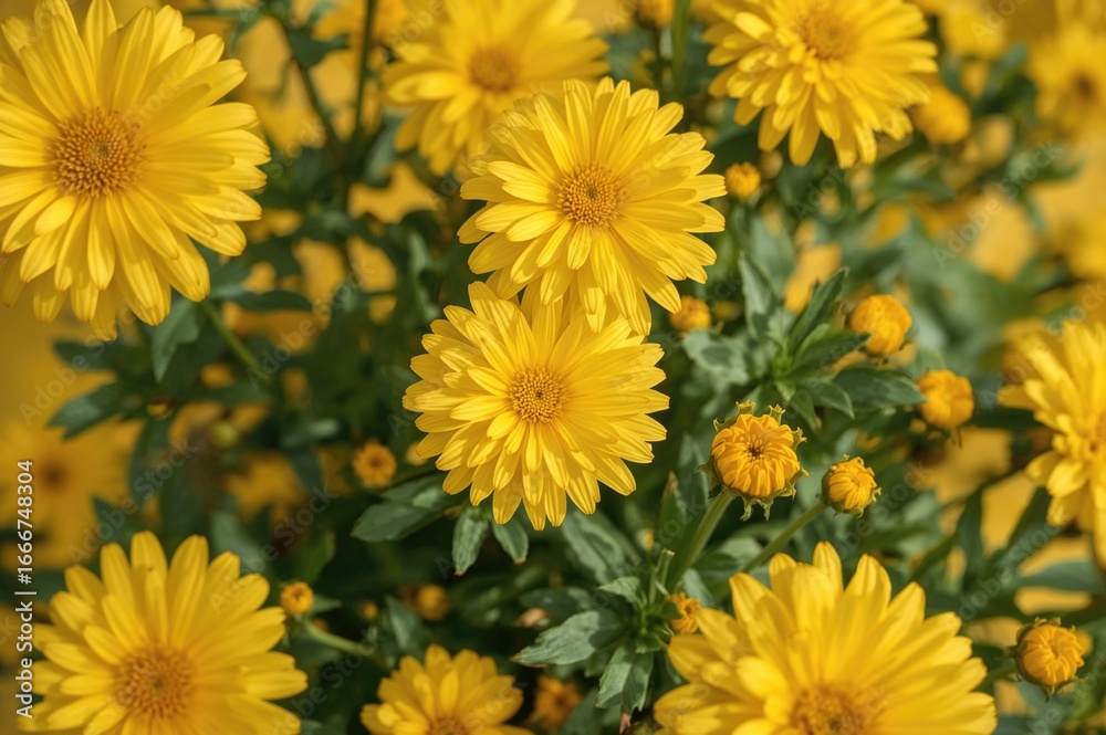 Vibrant blossoms with sharp focus on a soft, yellow floral backdrop Vibrant blossoms with sharp focus on a soft, yellow floral backdrop