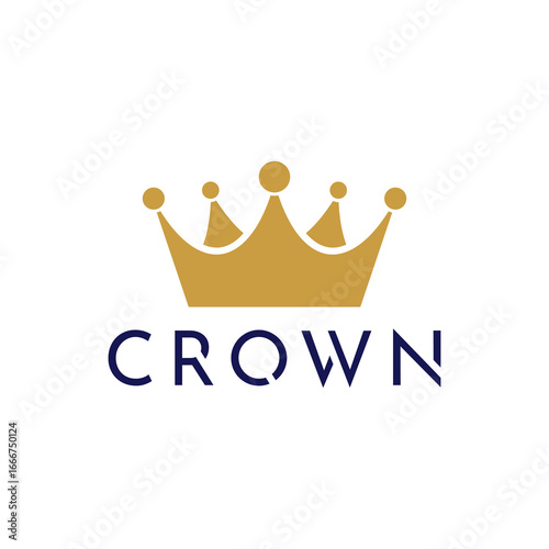 Premium style gold crown logo isolated on white background